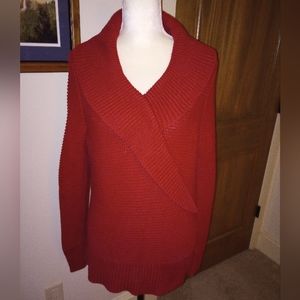 Talbots   Cozy Red Shawl Neck Sweater